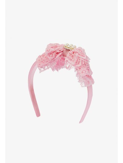 Ruffled Lace Faux Pearl Headband