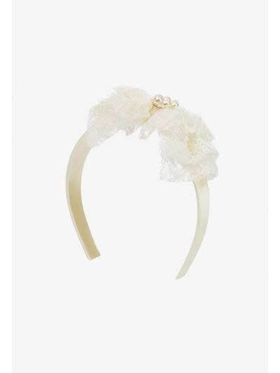 Ruffled Lace Faux Pearl Headband