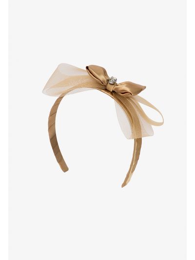Crystal Ribbon Mesh Bow Headband
