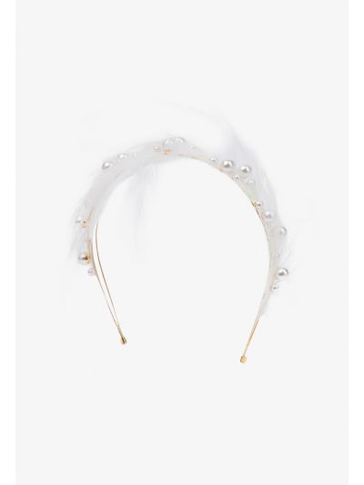 Thin Embellished Faux Feather Headband
