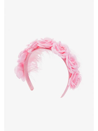 Floral Faux Feather Embellished Headband