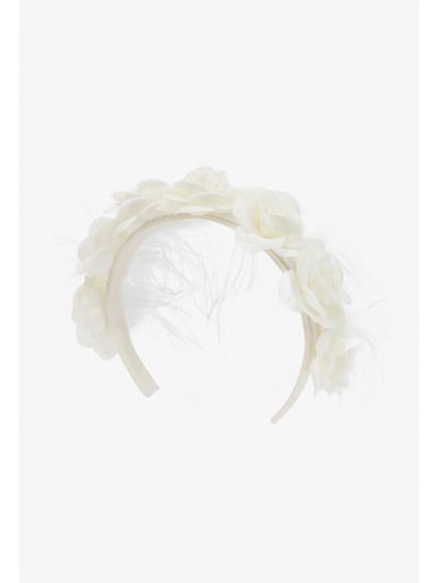 Floral Faux Feather Embellished Headband
