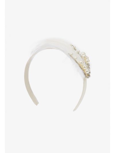 Fantasy Embellished Crystal and Faux Feather Headband