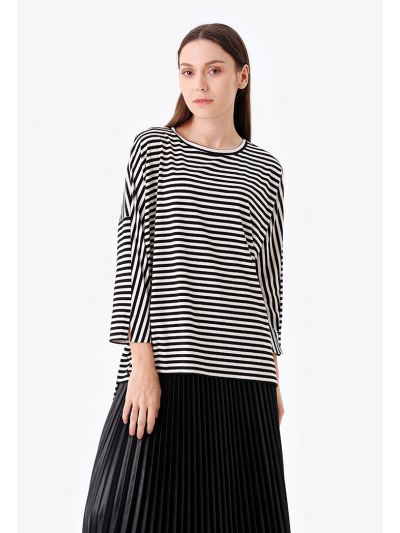 Contrast Stripe Lurex Knitted Top -Sale