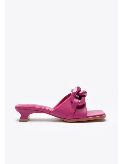 Chunky Chain Trim Single Band Mule Sandals -Sale