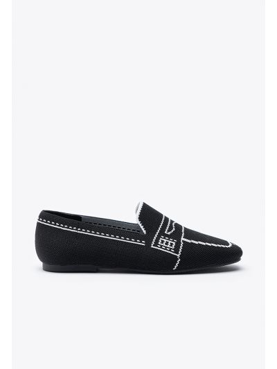 Pattern Texture Fly Knit Loafer Shoes -Sale