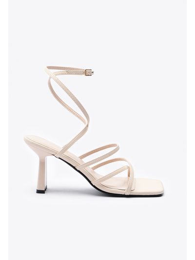 Square Toe Criss Cross Strap Tie Up Strap Sandals