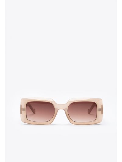 Rectangular Flat Frame Champagne Sunglasses