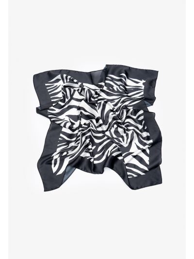 Square Frame Black Zebra Print Smooth Scarf -Sale