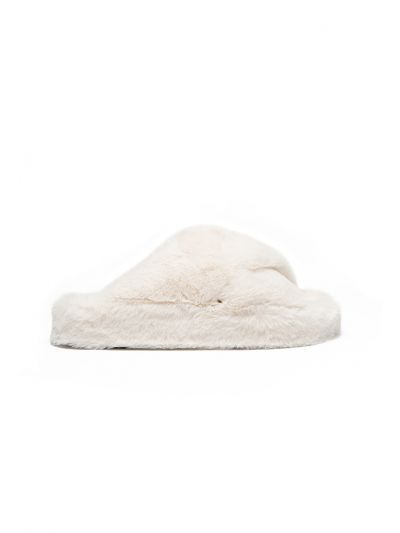 Fuzzy Faux Fur Crossover Vamp Flats -Sale