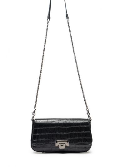 Embossed Shiny PU Leather Baguette Bag -Sale