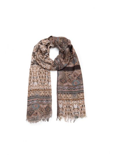 Multi Printed Tassel Trimmed Scarf -Sale