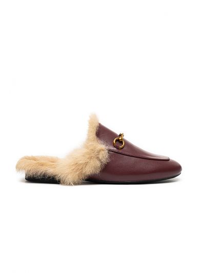PU Leather Alloy Chain Fur Mules -Sale