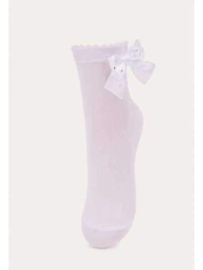 Girls Socks With Diamanté Bow