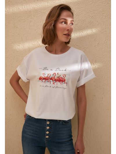 Flamingo Print T-Shirt