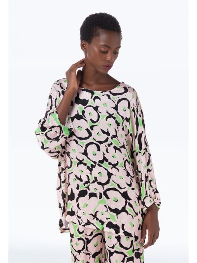 All Over Printed Straight Hem Blouse -Sale