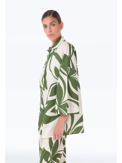 Printed Buttoned Long Sleeves Collared Shirt -Sale