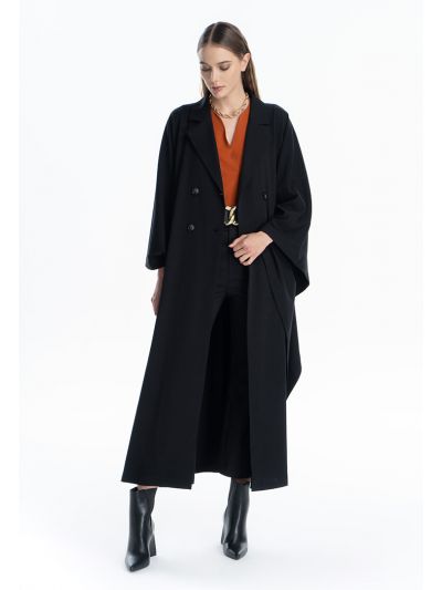 Oversized Solid Trench Coat Maxi Dress