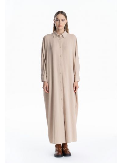 Self Fabric Button Oversized Batwing Maxi Dress -Sale
