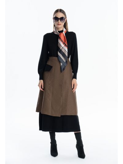 Multicolored Zig-Zag Patterned Midi Skirt -Sale