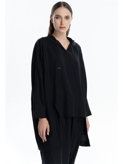 Solid Long Back Short Front Lightweight Oversized Hoodie -Sale