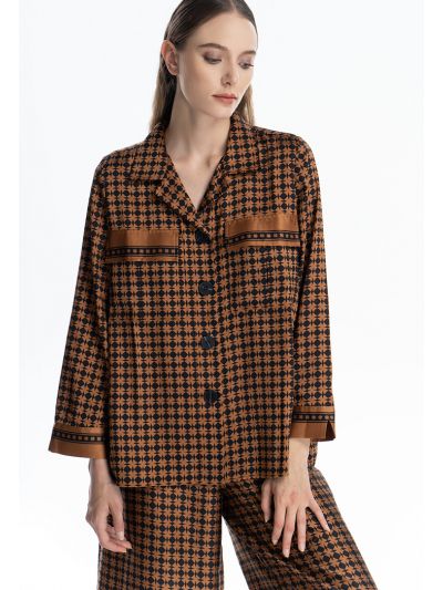 Multicolored Optical Printed Kimono Shirt -Sale