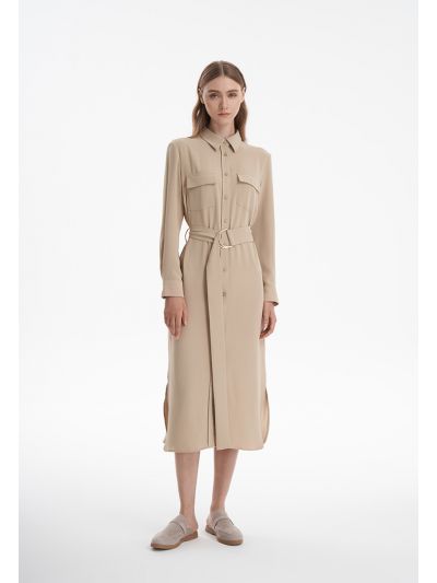 Solid Maxi Shirt Dress