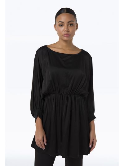 Boat Neckline Long Sleeves Elasticated Waist Blouse -Sale