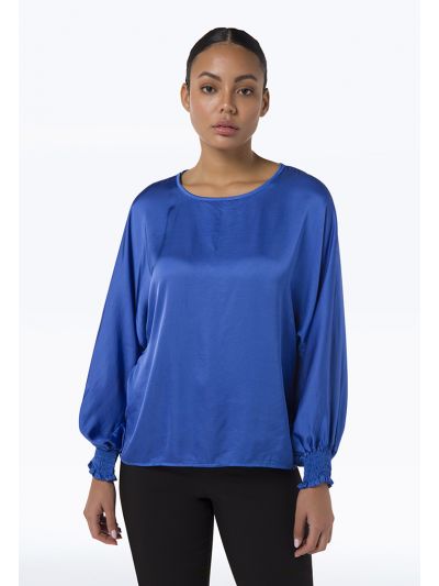 Boat Neckline Long Sleeves Oversize Cut Blouse -Sale