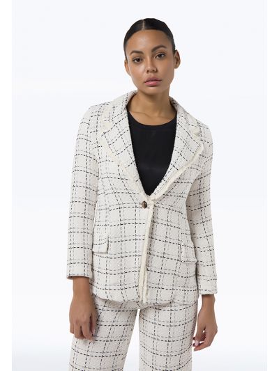 Knitted Texture Contrast Blazer - Work Style -Sale