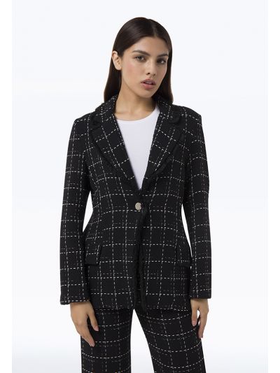 Knitted Texture Contrast Blazer - Work Style -Sale
