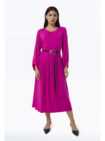 Two Tiered Solid Soft Hem Pleated Dress