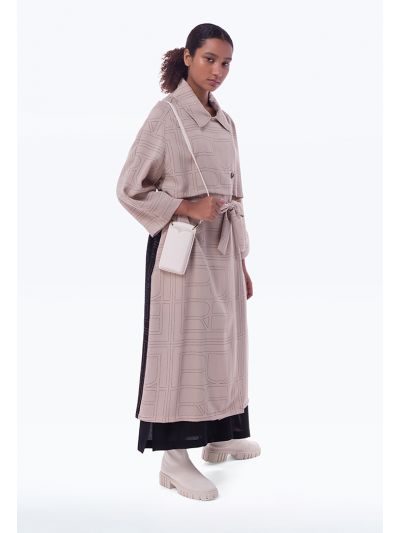 Dash Patterned Two Tone Maxi Coat