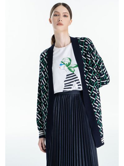 Monogram Printed Open Knitted Cardigan -Sale