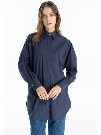 Classic Long Solid Button Up Shirt 