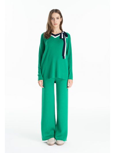 Multicolored Wide Stripes Knitted Trouser -Sale