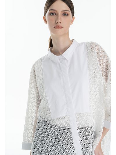 Schiffli Solid Loose Fit Blouse