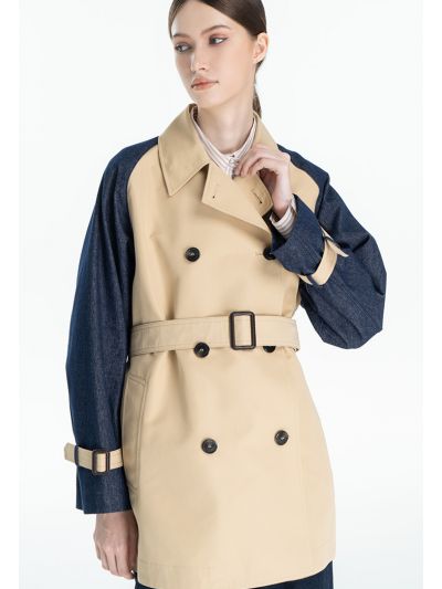 Contrast Trench Coat Design Outer Jacket -Sale