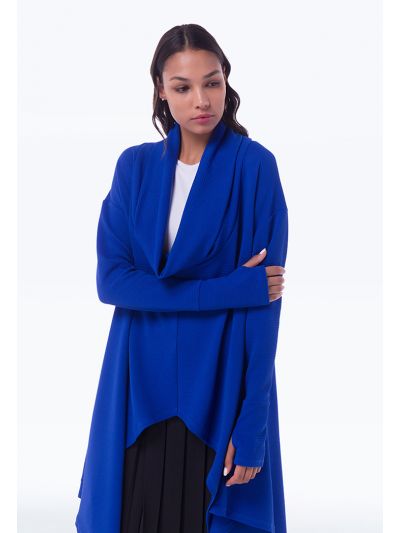 Textured Wide Tunnel Neck Solid Asymetrical Blouse -Sale