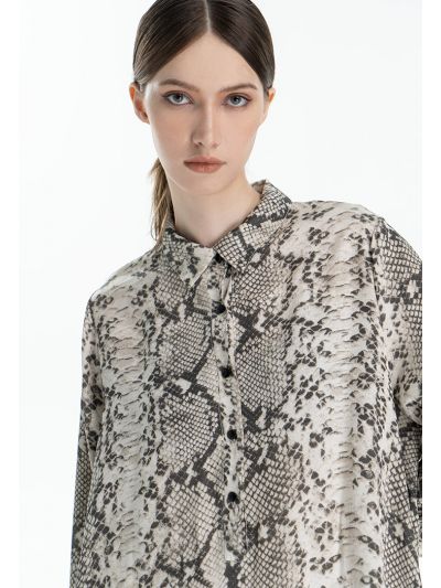 Multicolored Snake Printed Classic Shirt -Sale