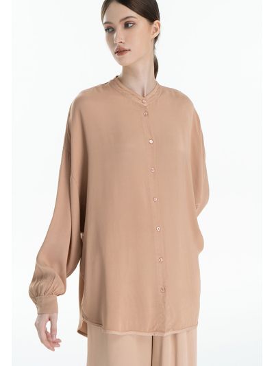 Solid Mandarin Long Back and Short Front Shirt -Sale