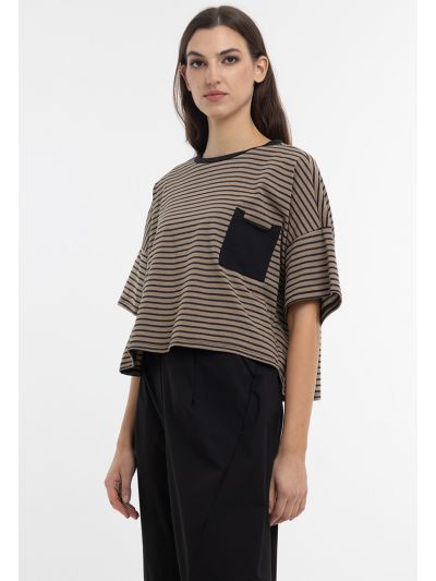 Batwing Striped Multicolored Crop Top -Sale