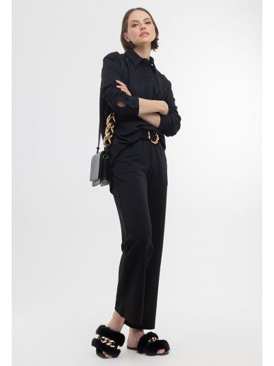 Elasticated Waist Solid Slim Fit Trouser