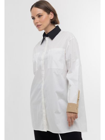 Colored Collar Classic Button Up Shirt