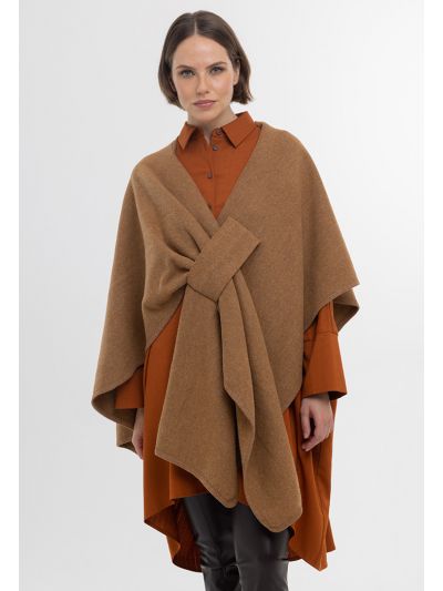 Wool All Wrapped Design Solid Winter Poncho  -Sale