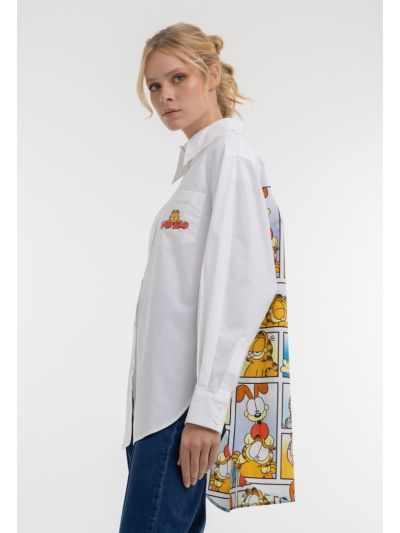 Garfield Characters Printed Back Button Up Shirt