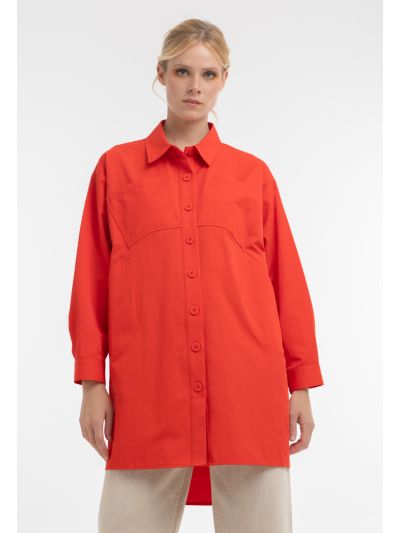 Stitched Solid Patches Loose Fit Shirt -Sale