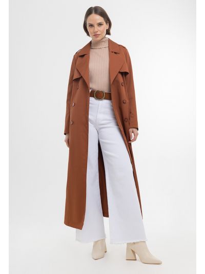 Double Breasted Solid Lapel Maxi Coat Bisht