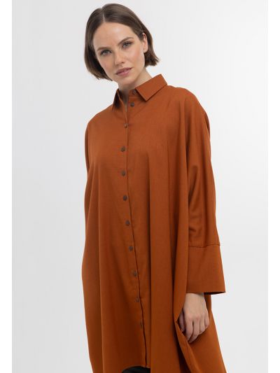 Asymmetrical Solid Button Up Shirt -Sale
