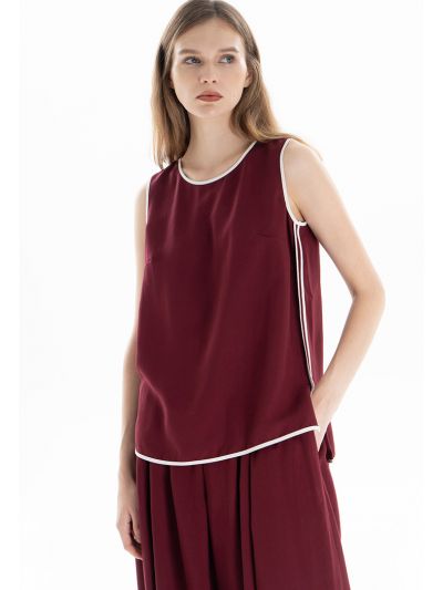 Sleeveless Two Toned Lined T-Shirt -Sale
